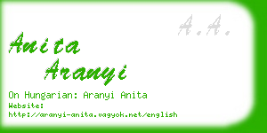 anita aranyi business card